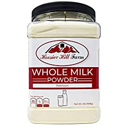 Certified Hormone Free (rBST is also known as rBGH), Gluten Free
Whole milk powder is great for use in confections, baked goods, or as a nutrient supplement, Also great for use as an ingredient in dry blends or reconstituted for use as liquid milk
Directions: 4.5 cups powder plus 3.75 quarts water Makes 1 gallon liquid milk.
Hoosier Hill Farm is located in America's heartland of northeast Indiana. Our products and ingredients are guaranteed fresh and we are proud of our heritage and good, old-fashioned values!
2 pound jar Hoosier Hill Farm Whole Milk Powder (28%)